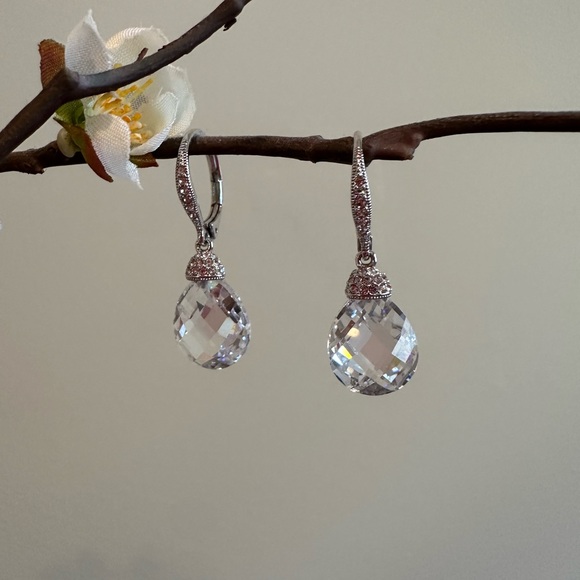 Jewelry - Elegant Silver Teardrop Crystal Earring
